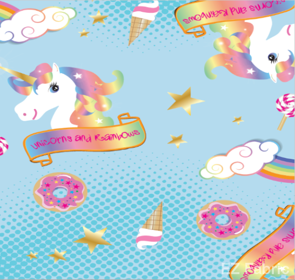 Unicorn Magic Print on Minky Fabric by EZ Fabric