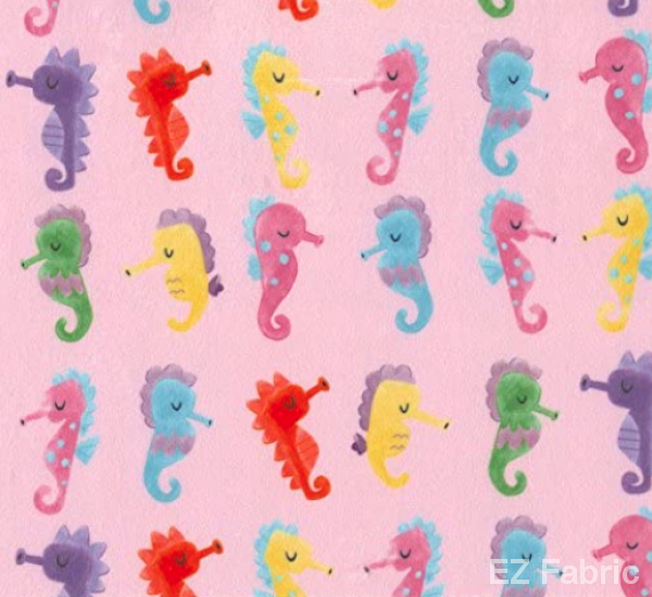 Seahorse Pink on Smooth Minky Fabric by EZ Fabric