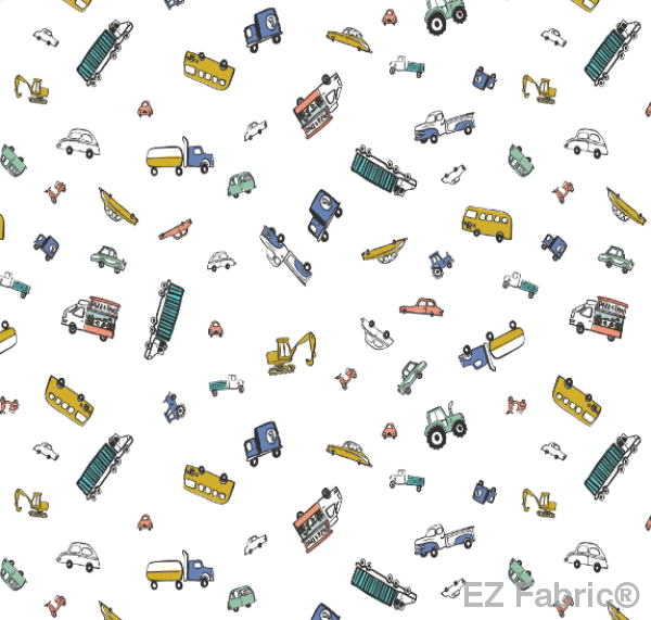 Motor Vehicles Multi Print Minky By EZ Fabric 