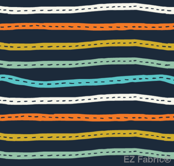 Follow The Road Navy Print Minky By EZ Fabric 