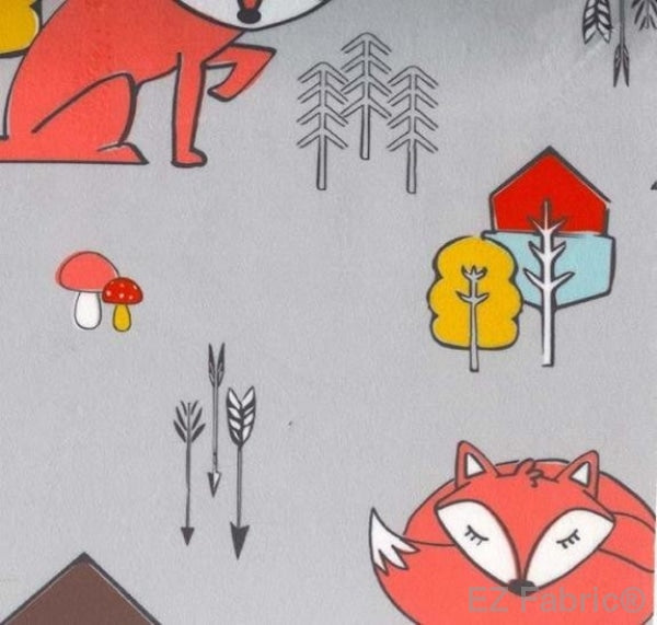 Sleepy Fox Gray Print Minky By EZ Fabric 