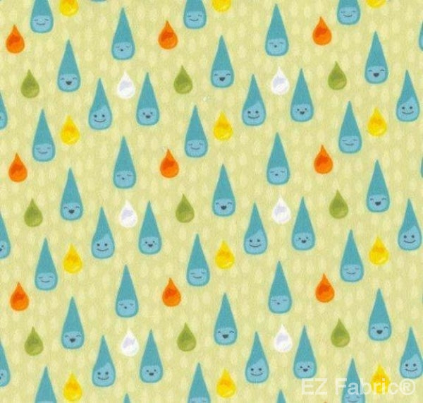 Sunny Day Raindrop Print on Minky Fabric by EZ Fabric