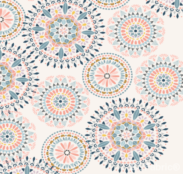 Suzani Wheel Cream Print Minky By EZ Fabric 