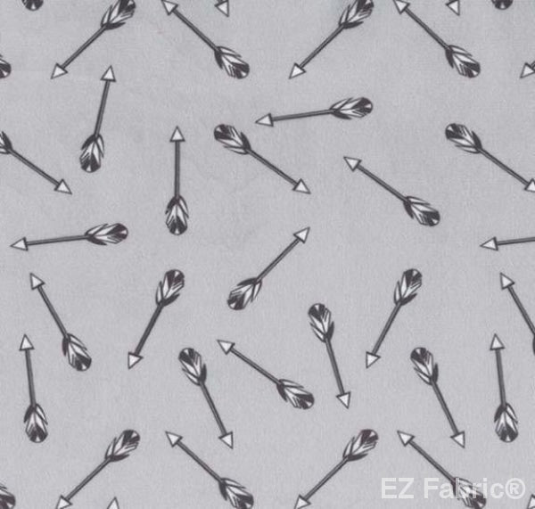 Tossed Arrows Gray Print Minky By EZ Fabric 